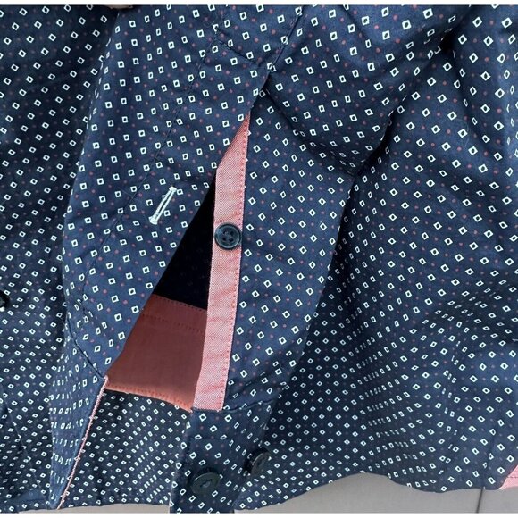 Hugo Boss Men's Regular Shirt Navy Blue Sz L Flip Cuff Long Sleeve Preppy Casual - Picture 4 of 7